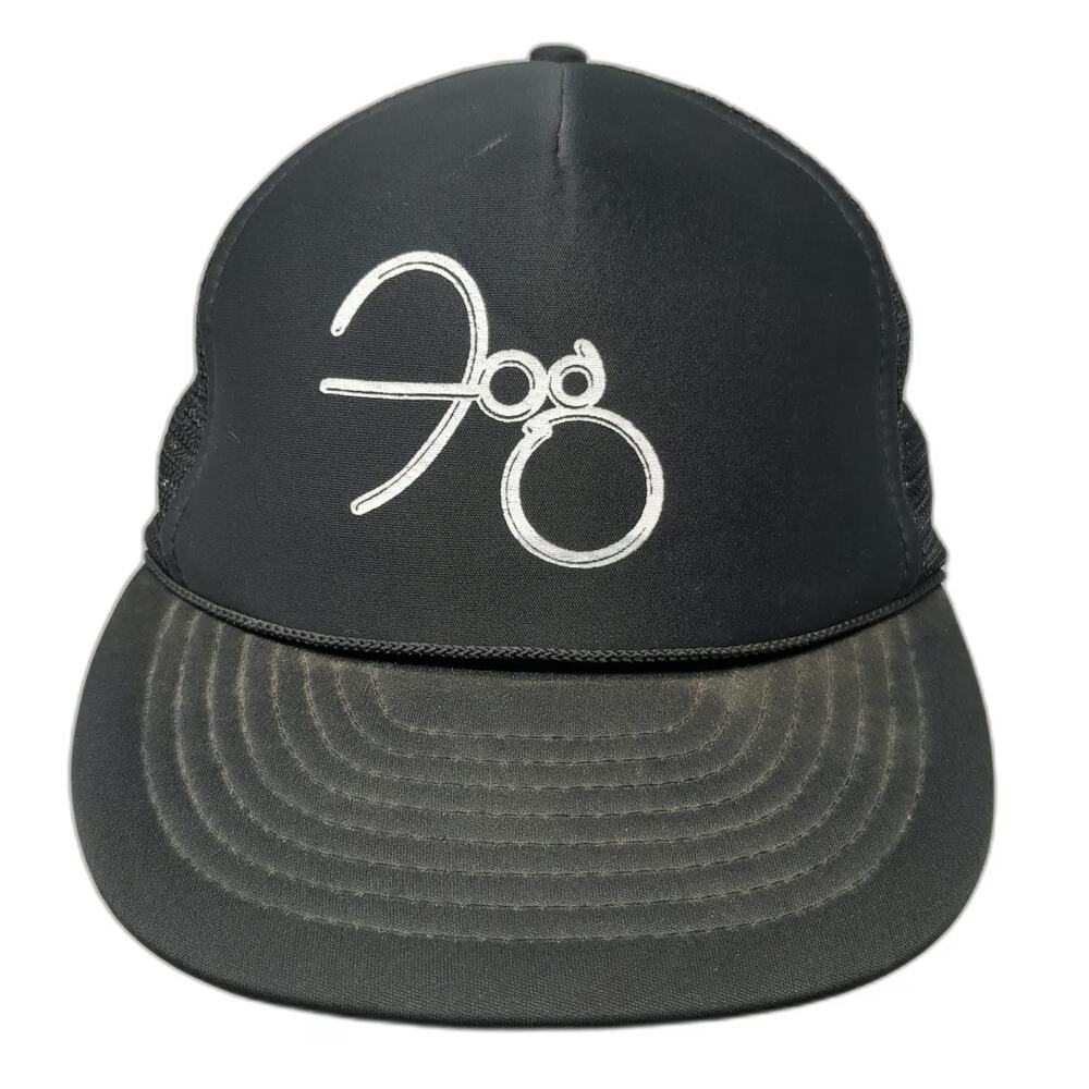 Nissin Trucker Hat Black White OS Fog Mesh Snapback Rope Foam Script Logo